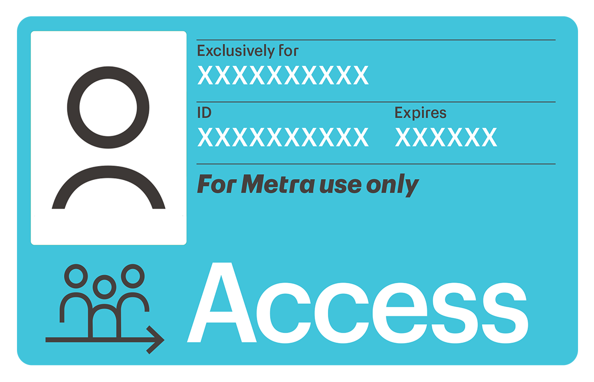 Access Pilot Program card showing Metra use only